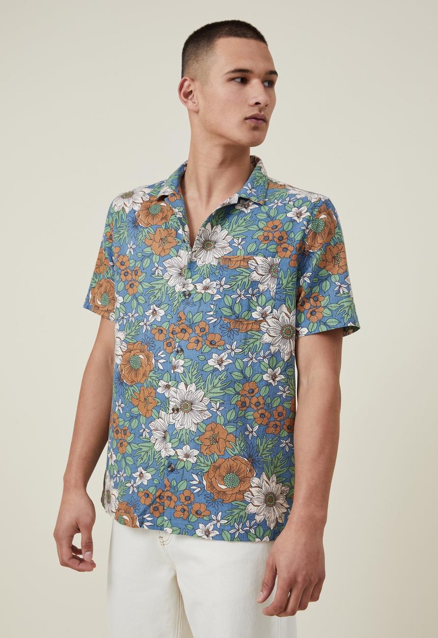Cotton On - Riviera short sleeve shirt - blue floral
