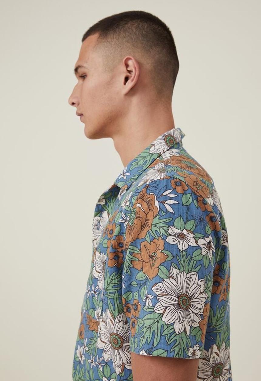 Cotton On - Riviera short sleeve shirt - blue floral