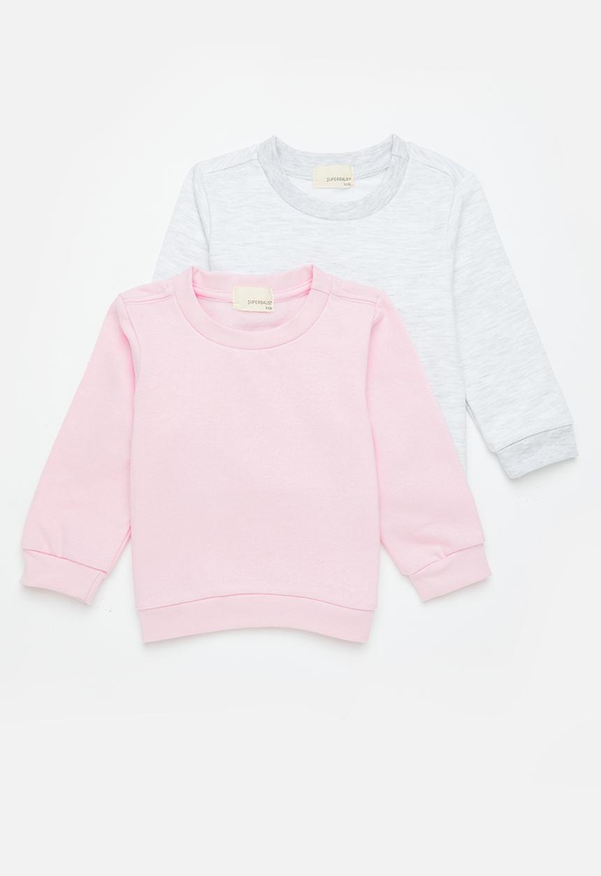 Superbalist - 2 pack plain sweatshirt - pink/ice melange