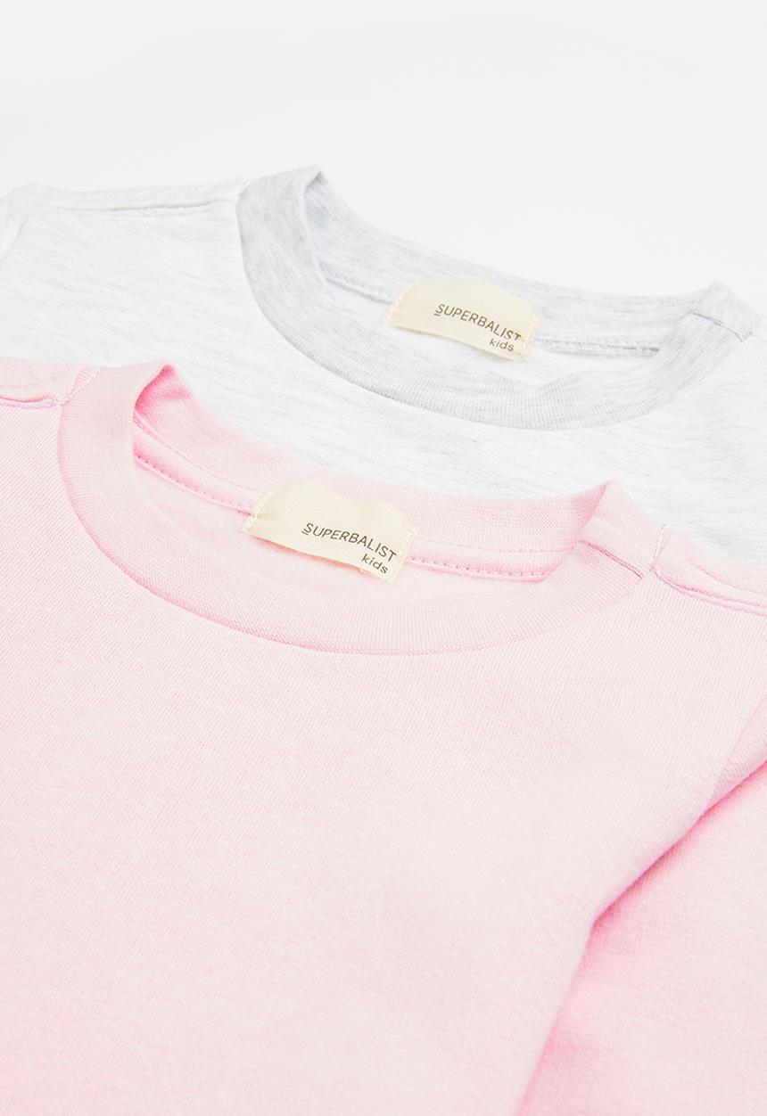 Superbalist - 2 pack plain sweatshirt - pink/ice melange