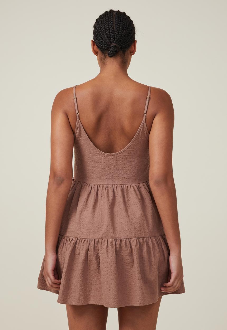 Cotton On - Summer tiered mini dress - russet brown