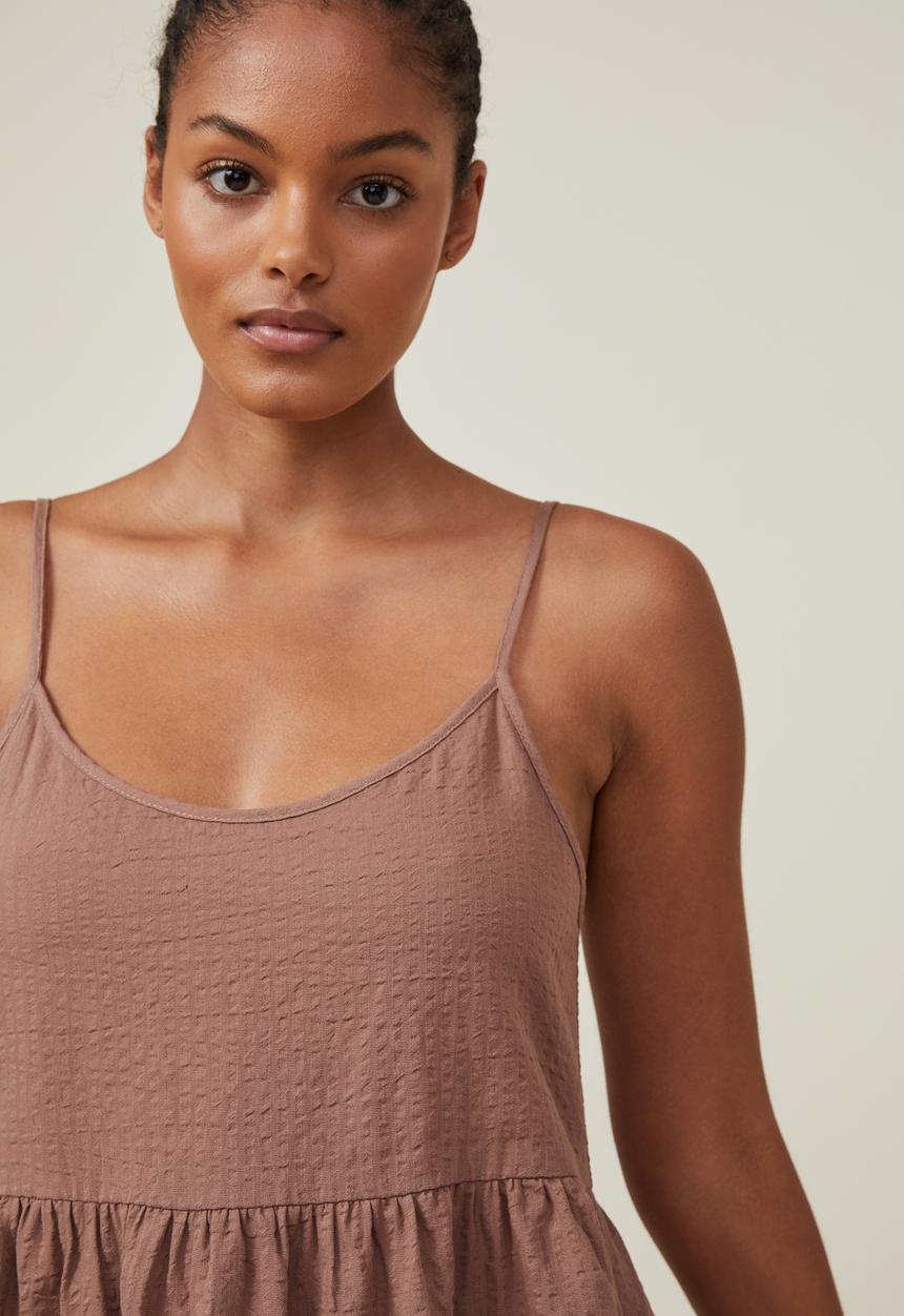 Cotton On - Summer tiered mini dress - russet brown