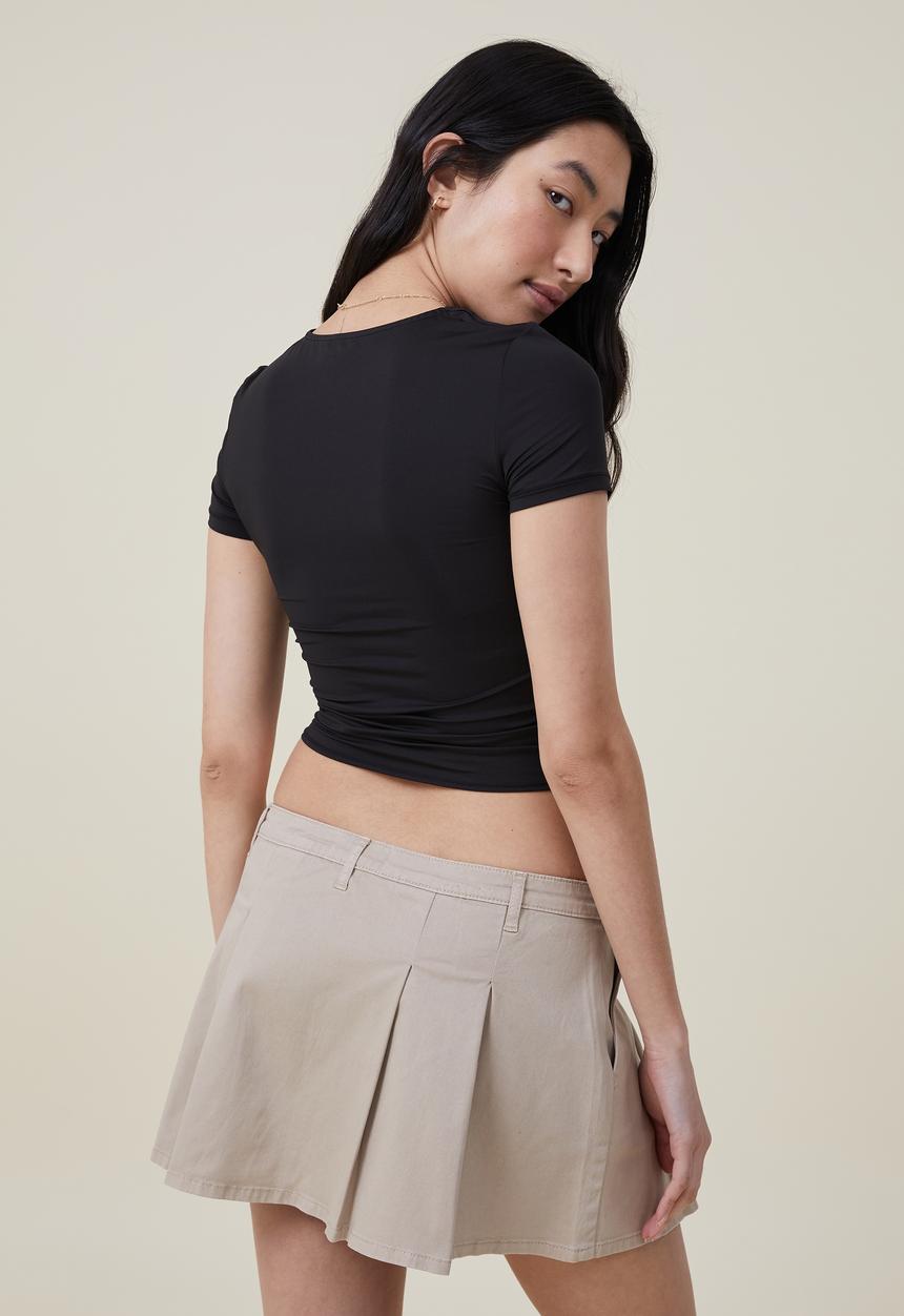 Cotton On - Micro mini pleated skirt - washed beige