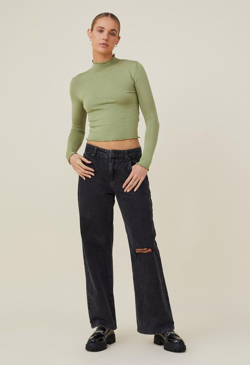 Cotton On - Long sleeve mock neck - safari green