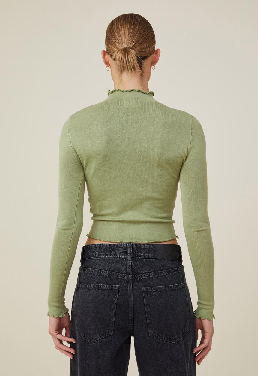 Cotton On - Long sleeve mock neck - safari green