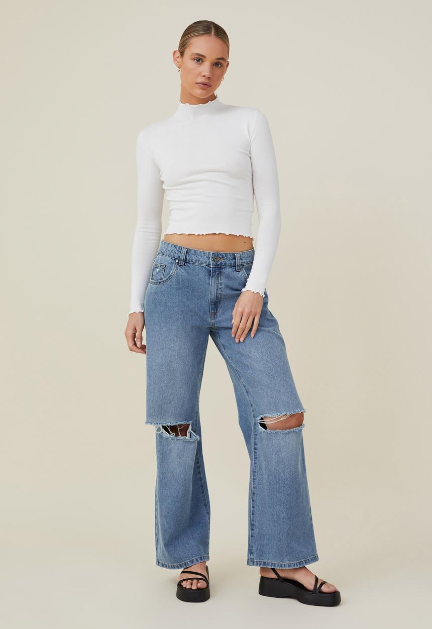 Cotton On -  Long sleeve mock neck - brightest white