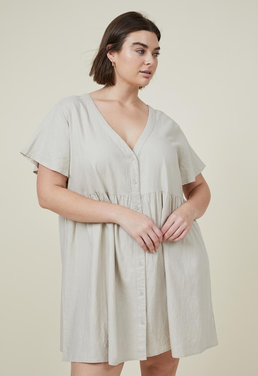 Cotton On - Curve woven mini dress - fawn