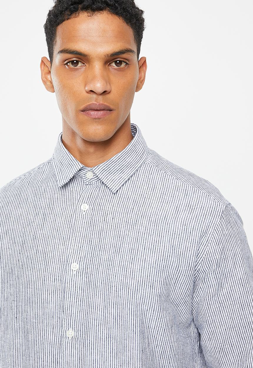 Selected Homme - Regular maximus linen shirt - dark saphire white