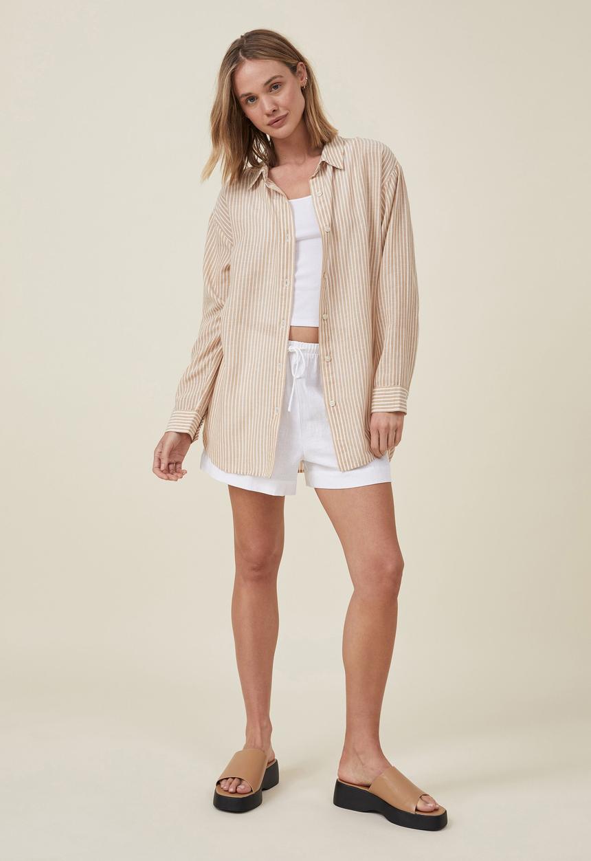 Cotton On - Airley stripe shirt - brown/white stripe