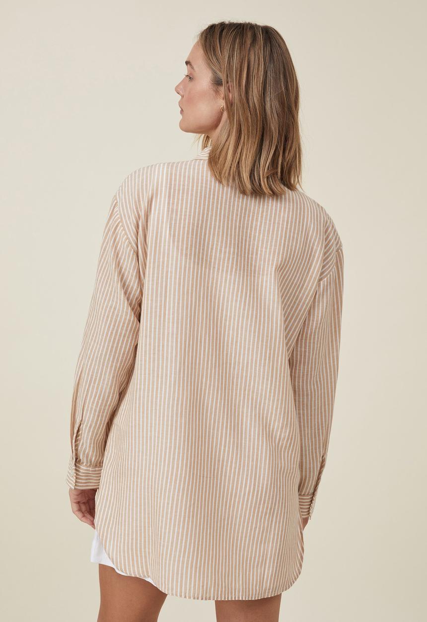 Cotton On - Airley stripe shirt - brown/white stripe