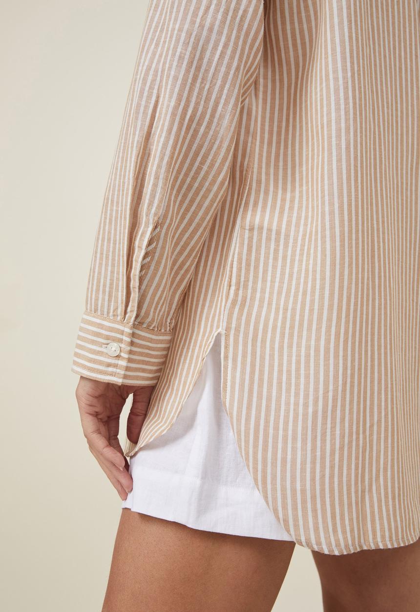 Cotton On - Airley stripe shirt - brown/white stripe