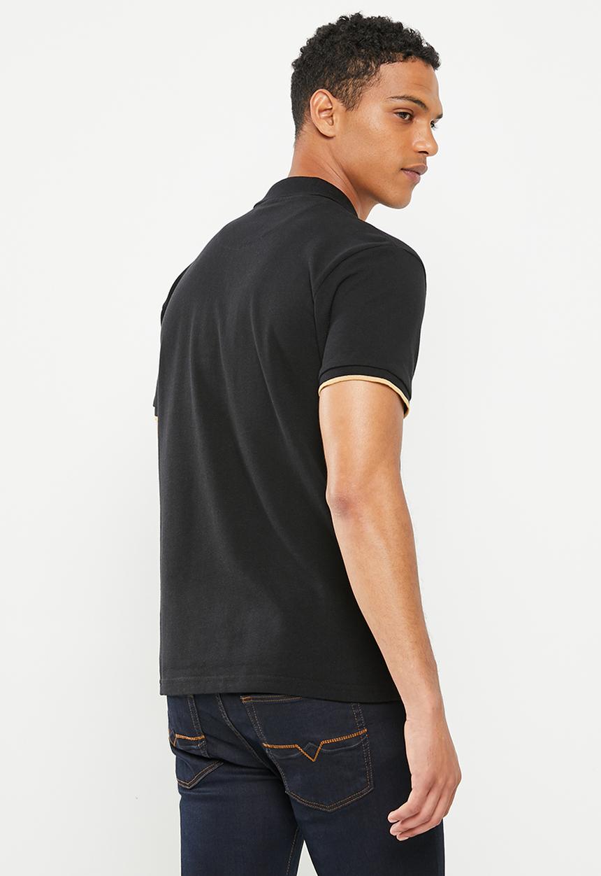 POLO - Men logo placket golfer - black