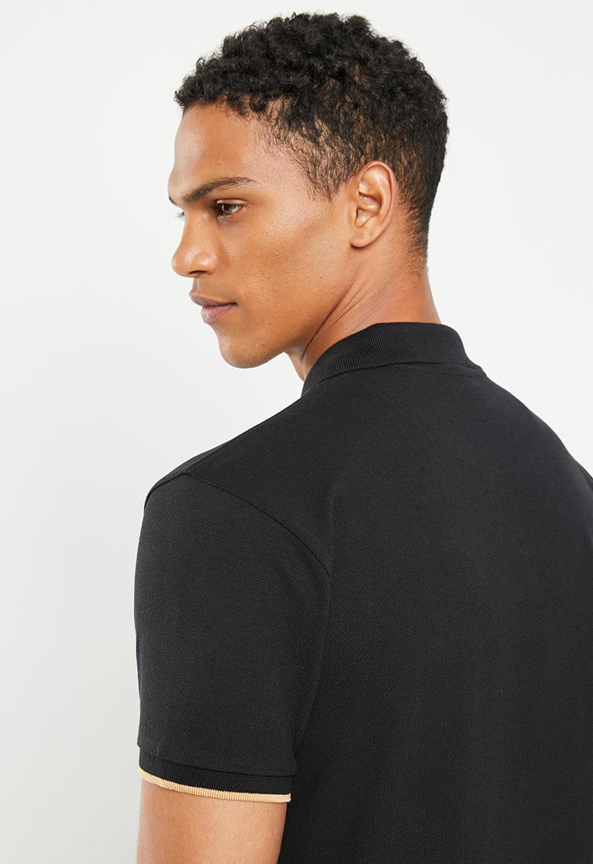 POLO - Men logo placket golfer - black