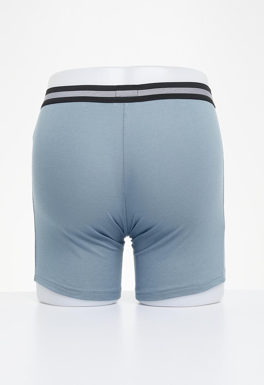 Jockey - 2 pack long leg one up stretch pouch trunk - black/springlake blue