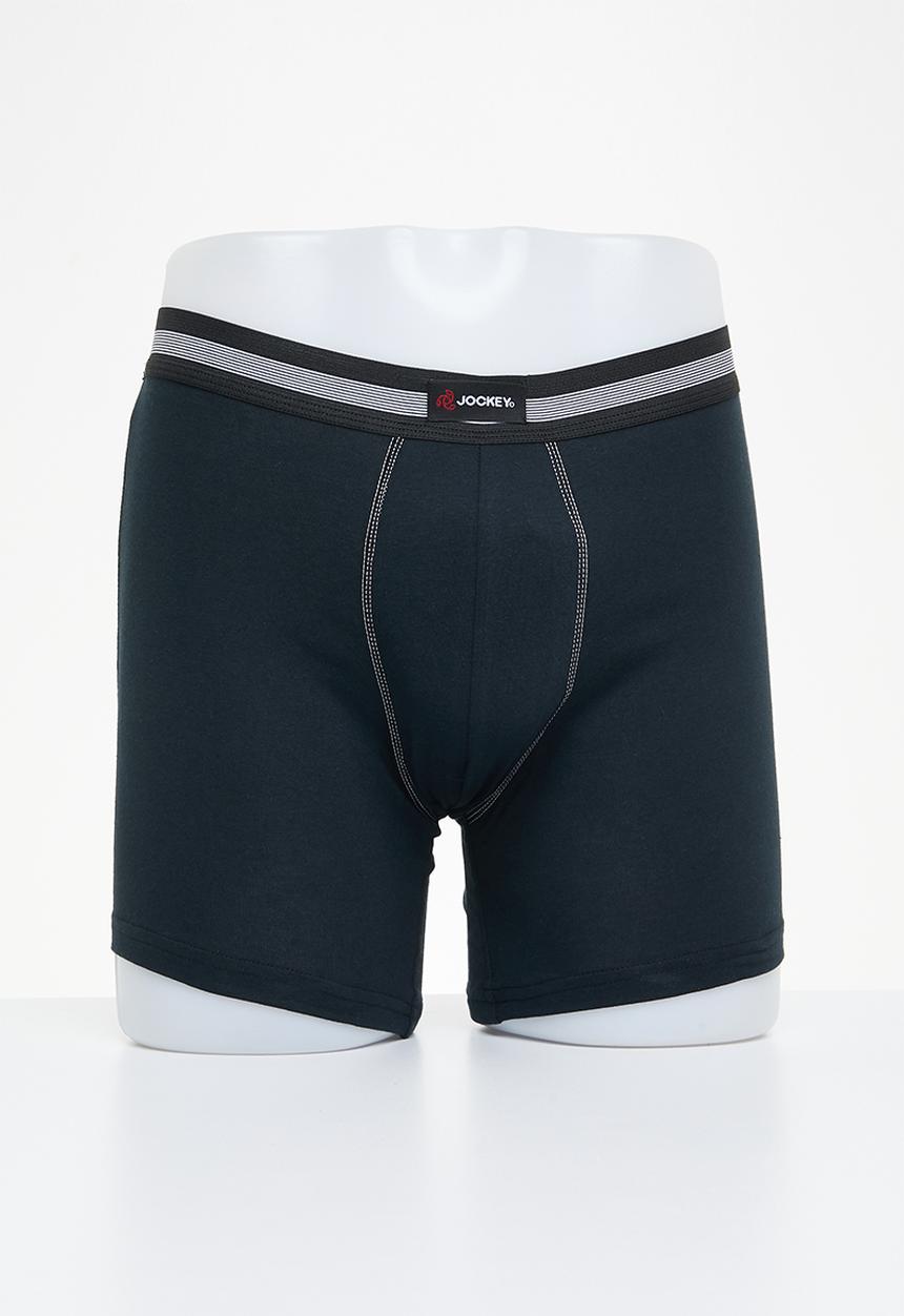 Jockey - 2 pack long leg one up stretch pouch trunk - black/springlake blue