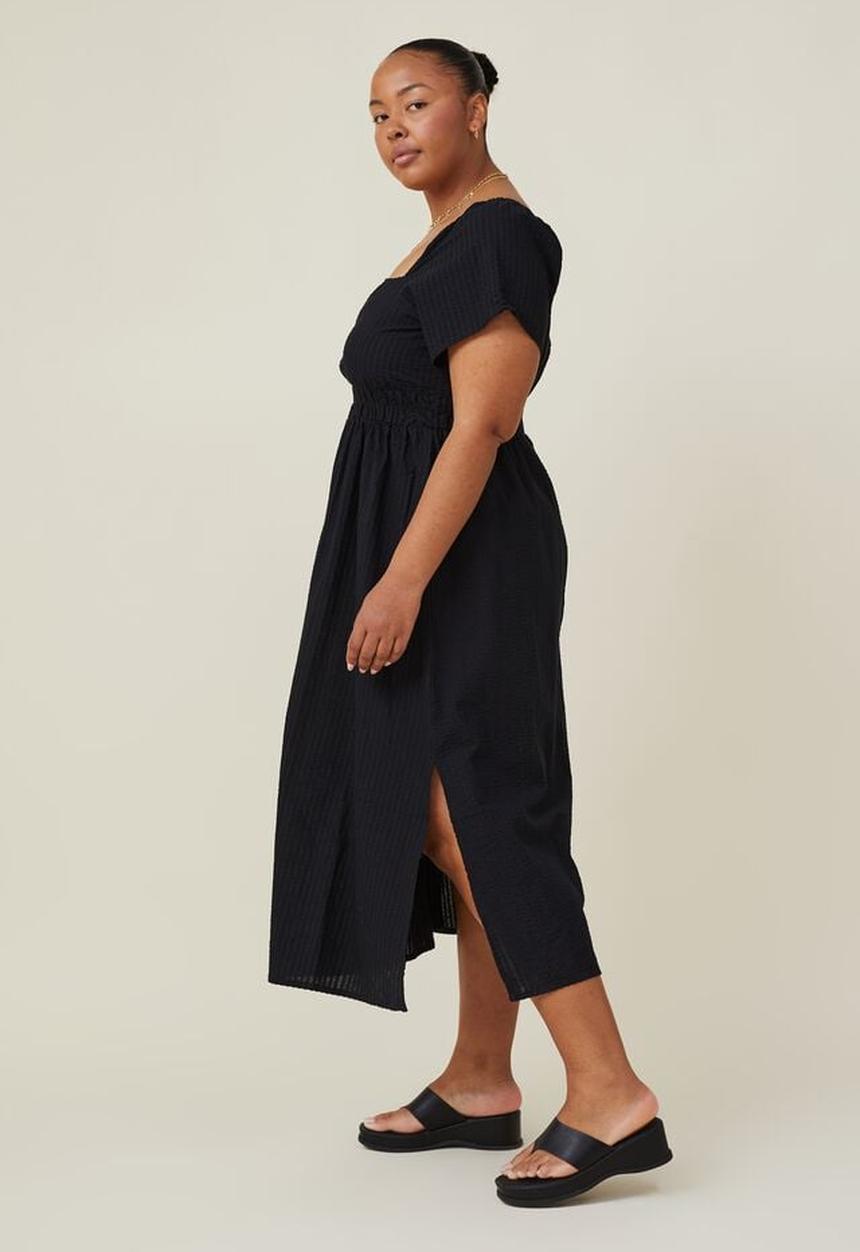 Cotton On - Curve harley full sleeve midi dress - black