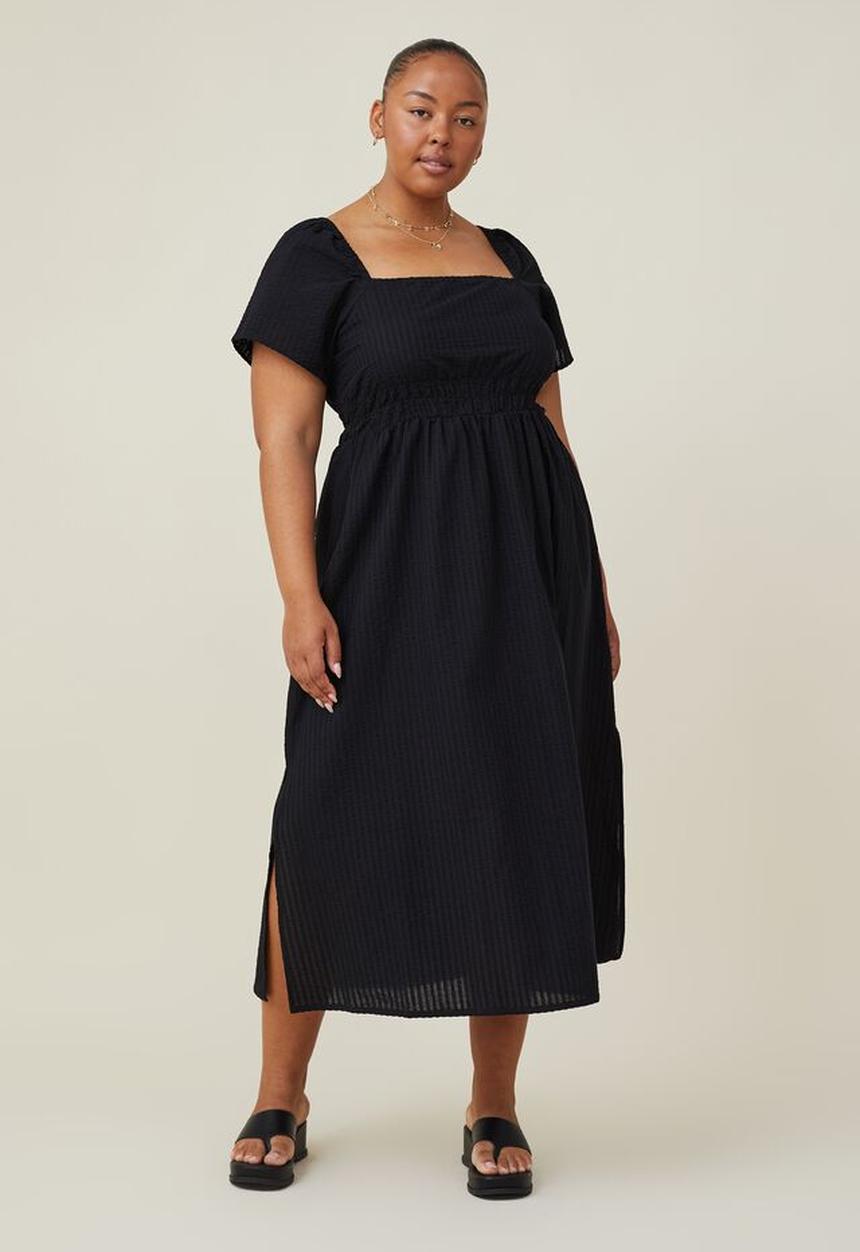 Cotton On - Curve harley full sleeve midi dress - black