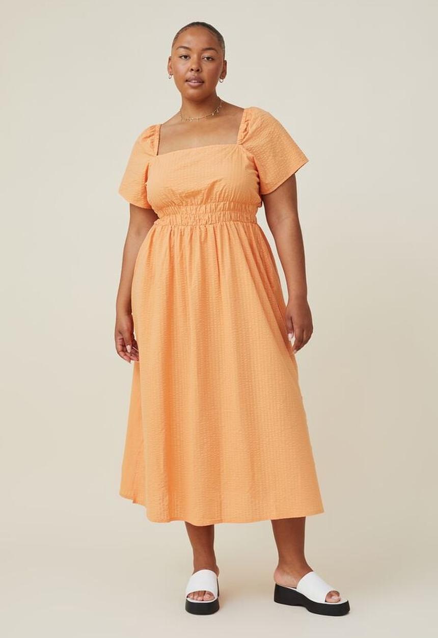 Cotton On - Curve harley full sleeve midi dress - soft orange 