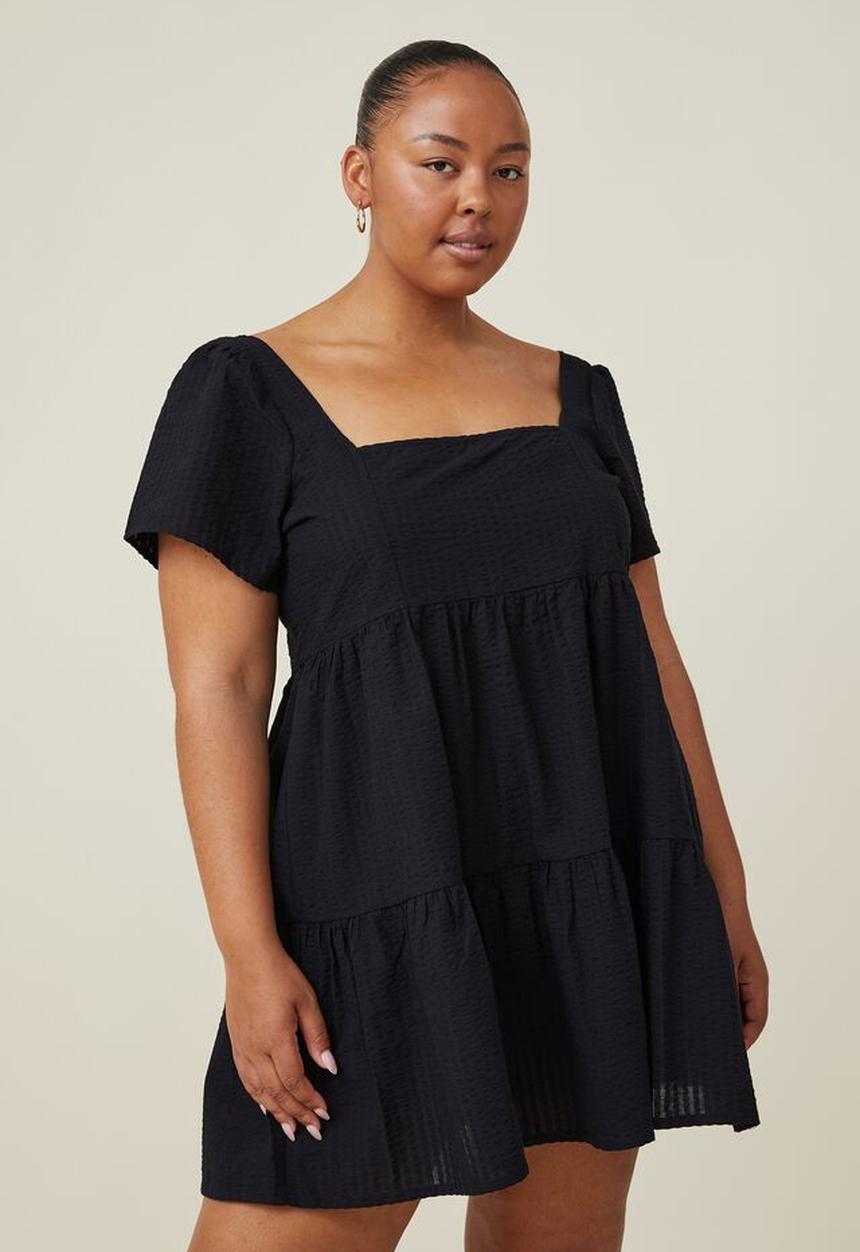 Cotton On - Curve harley full sleeve mini dress - black