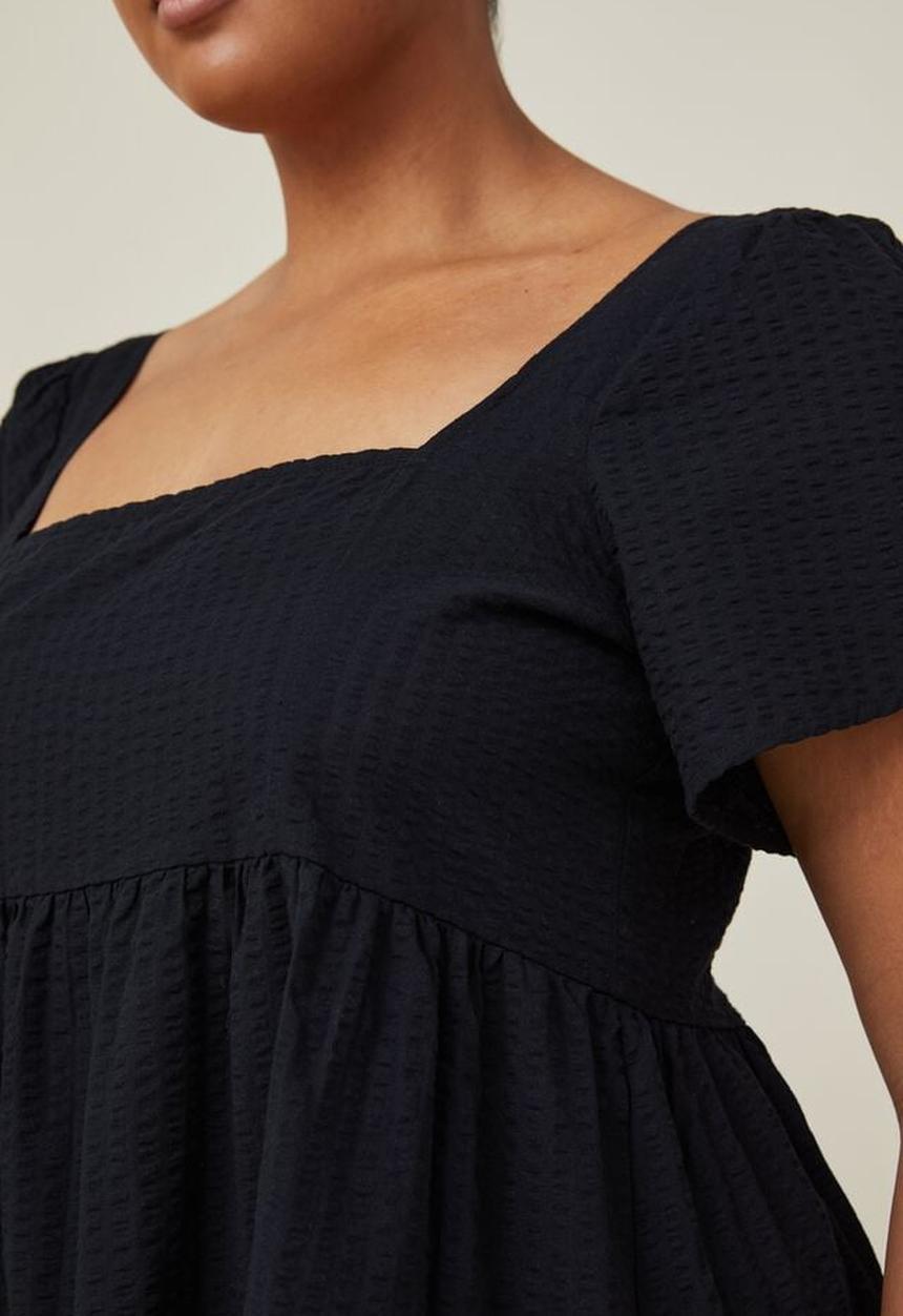 Cotton On - Curve harley full sleeve mini dress - black