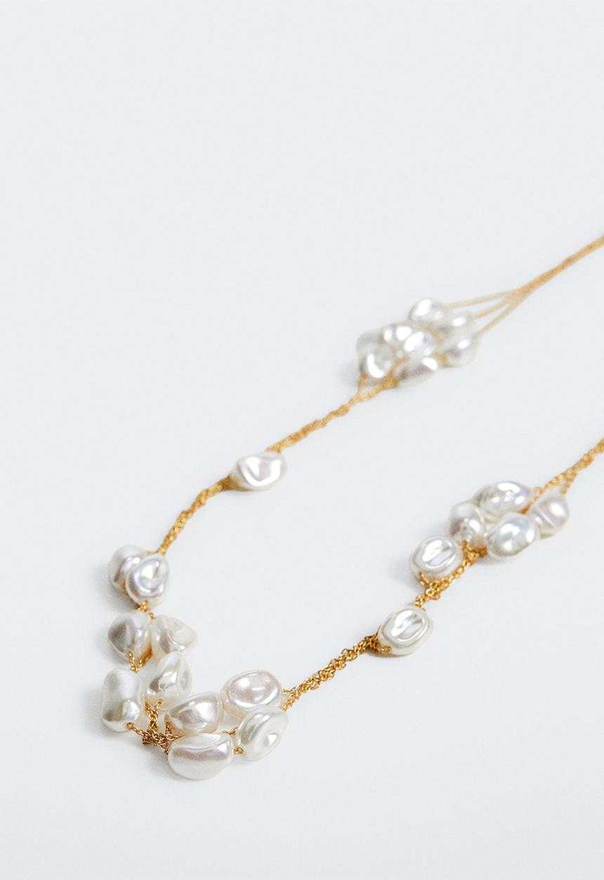 MANGO - Pearl chain choker - gold