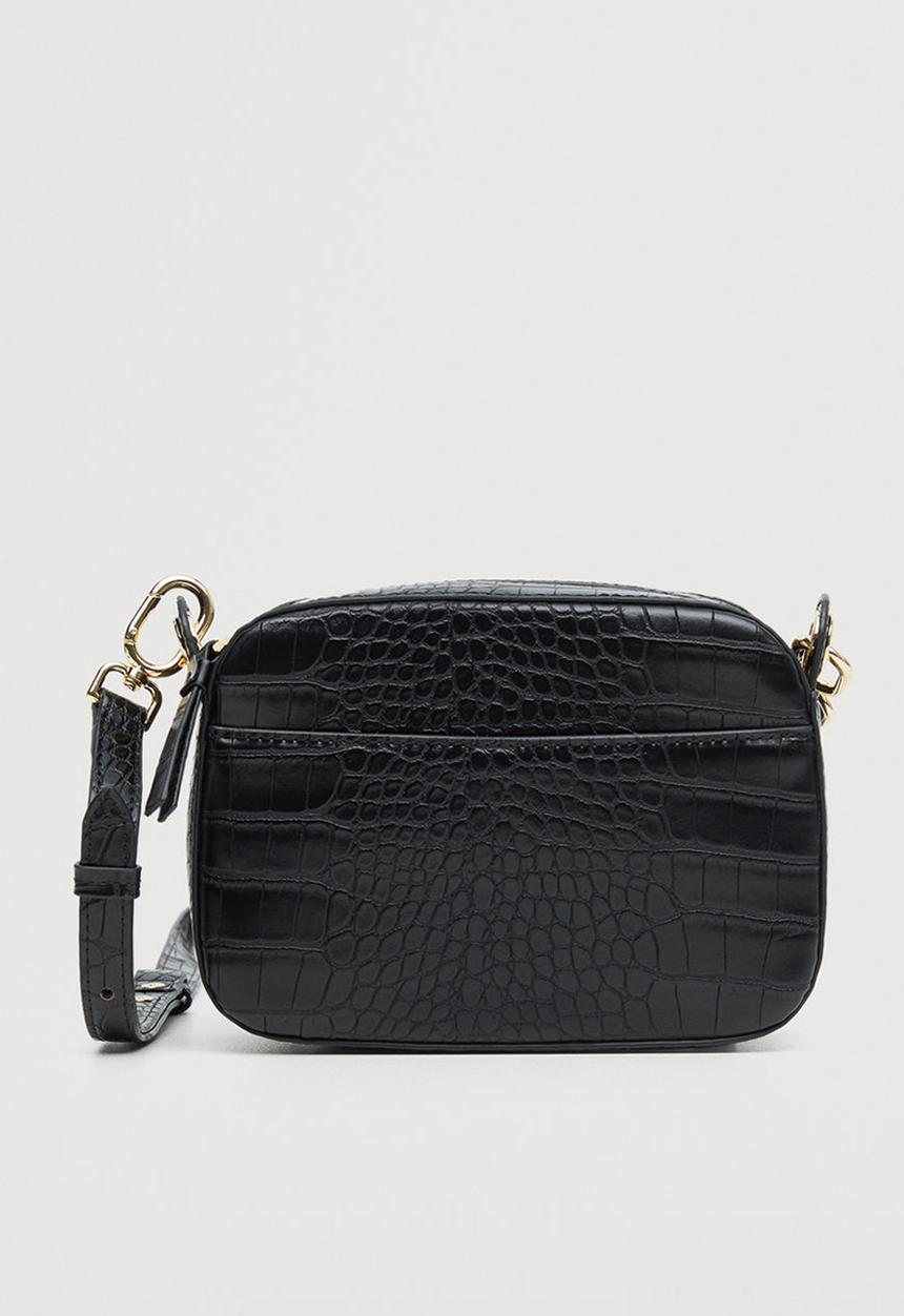 MANGO - Croc-effect cross body bag - black
