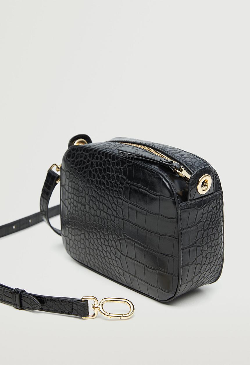MANGO - Croc-effect cross body bag - black