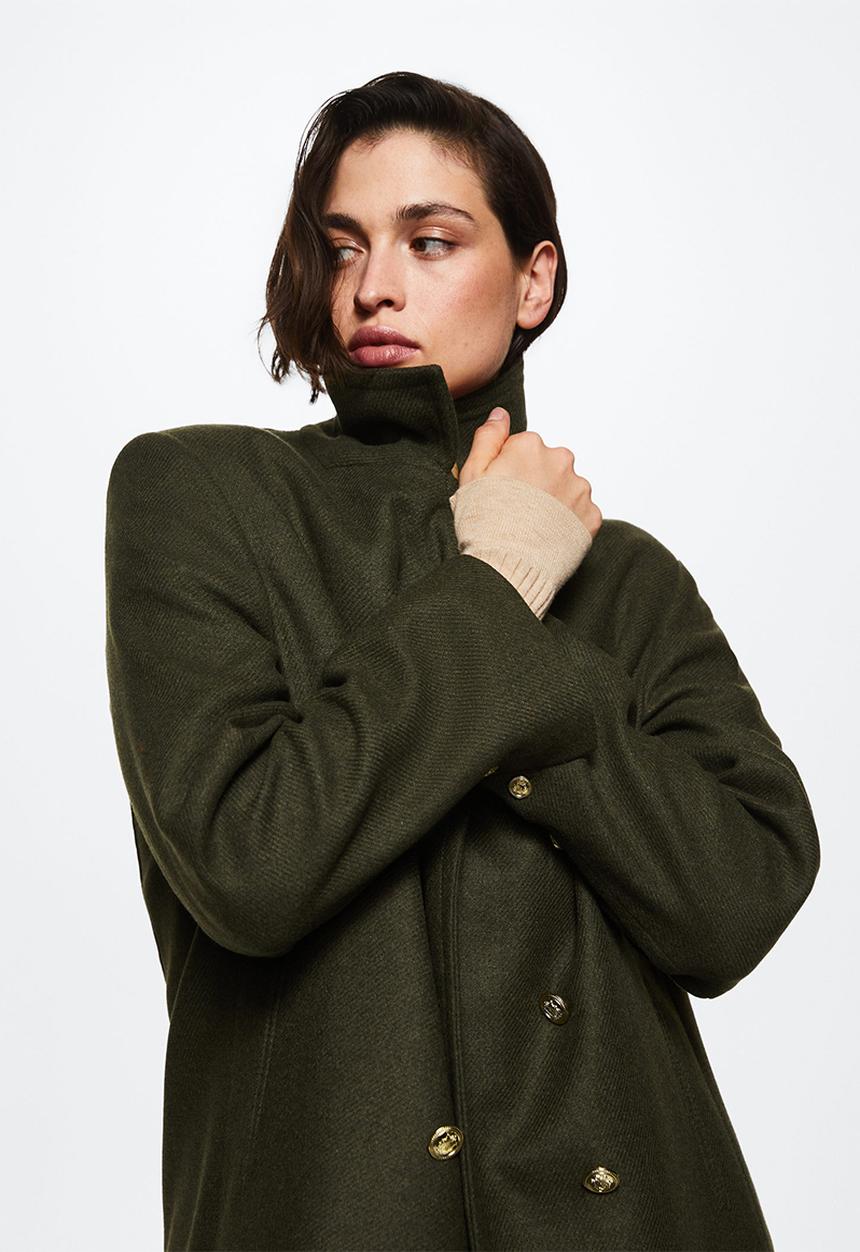MANGO - Coat bombon - khaki