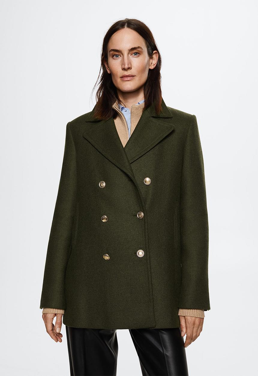 MANGO - Coat bombon - khaki
