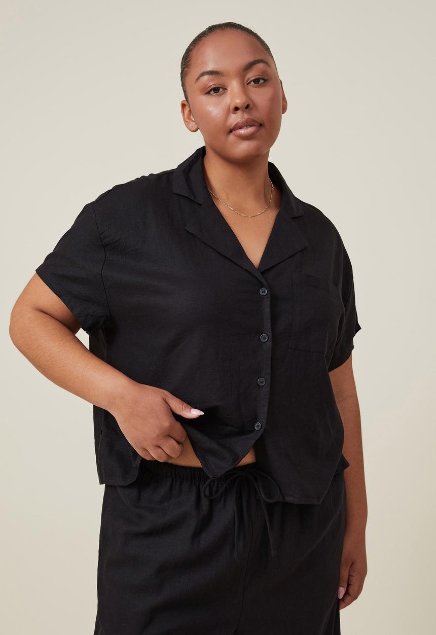 Cotton On - curve haven short sleeve shirt - black