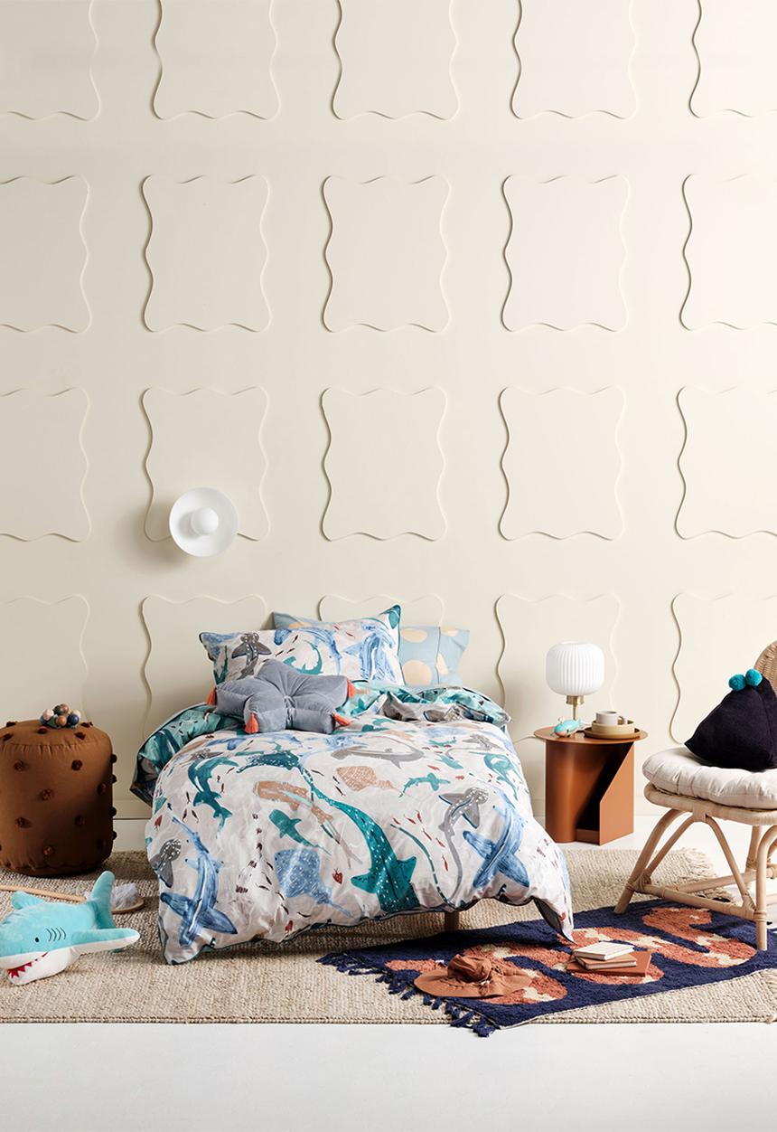 Linen House - Shark school duvet cover set - aqua