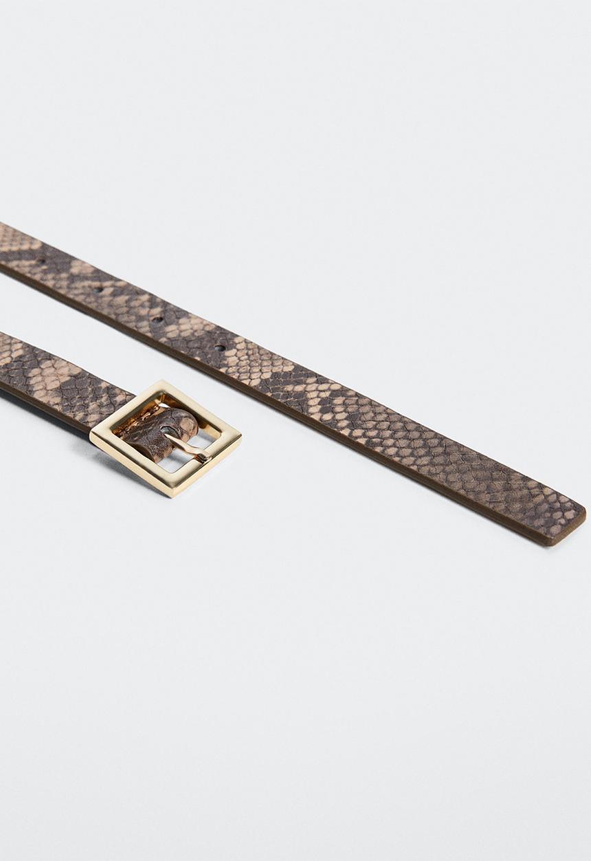 MANGO - Square buckle belt - brown