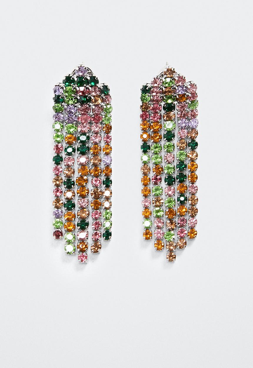 MANGO - Pendant crystals earrings - silver