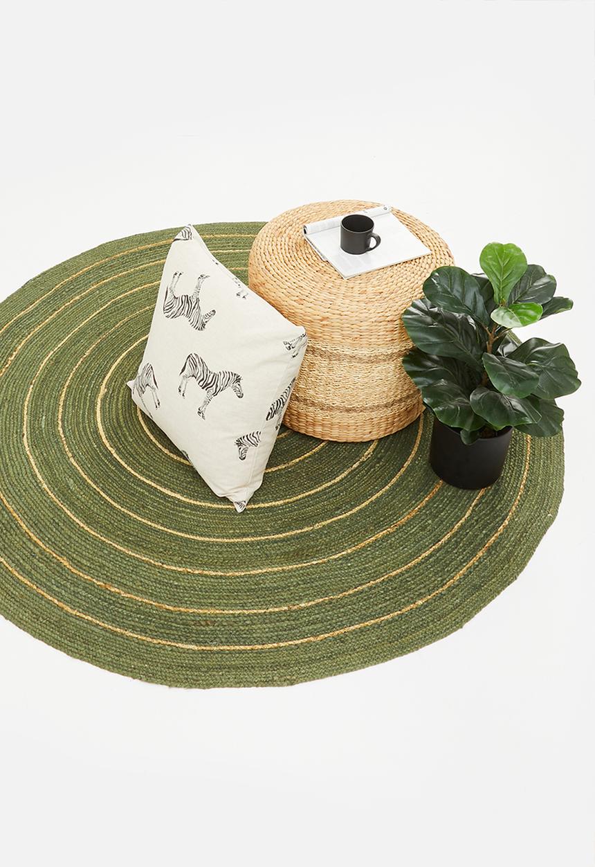 Sixth Floor - Striped round jute rug - green
