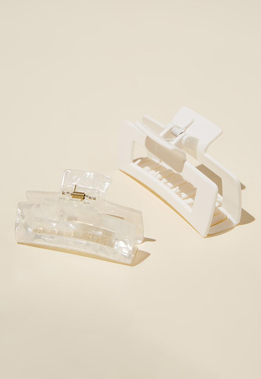 Rubi - 2 Pack amber hair claw - cloudy white
