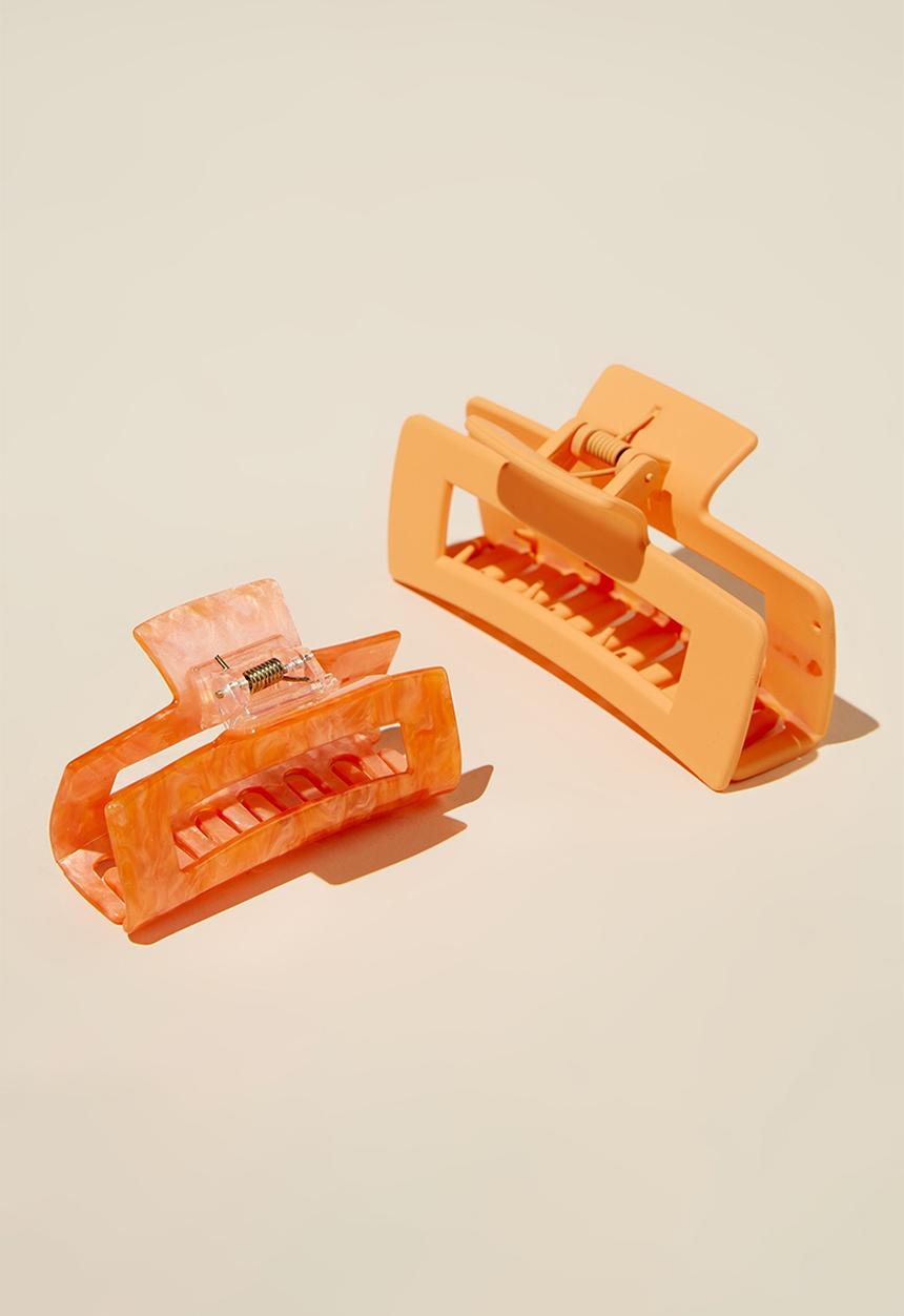 Rubi - 2 Pack amber hair claw - soft orange