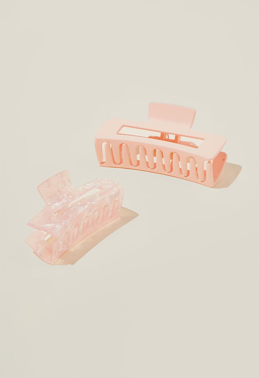 Rubi - 2 Pack amber hair claw - blush pink