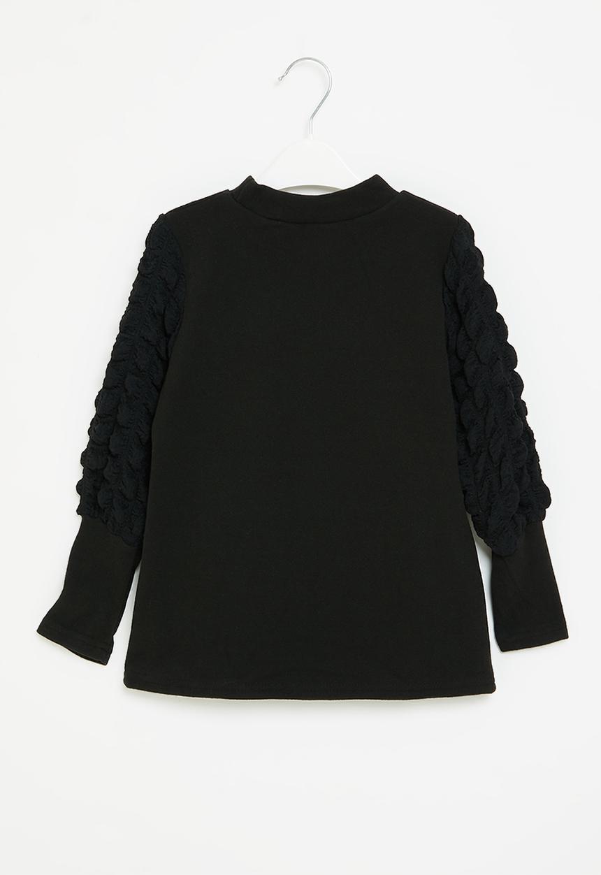 Pop Candy - Girls puff sleeve top - black
