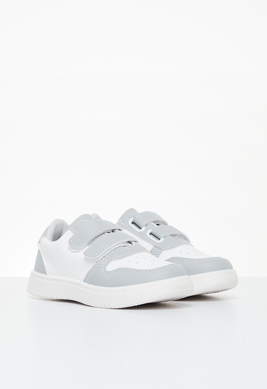 Pop Candy - Boys velcro strap sneaker - white/grey