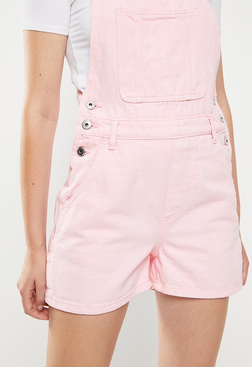 Cotton On - Utility denim short overall - bubble pink