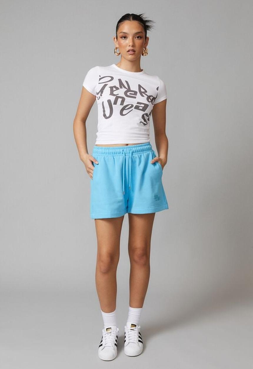 Factorie - Boxy fleece short - aquarius blue