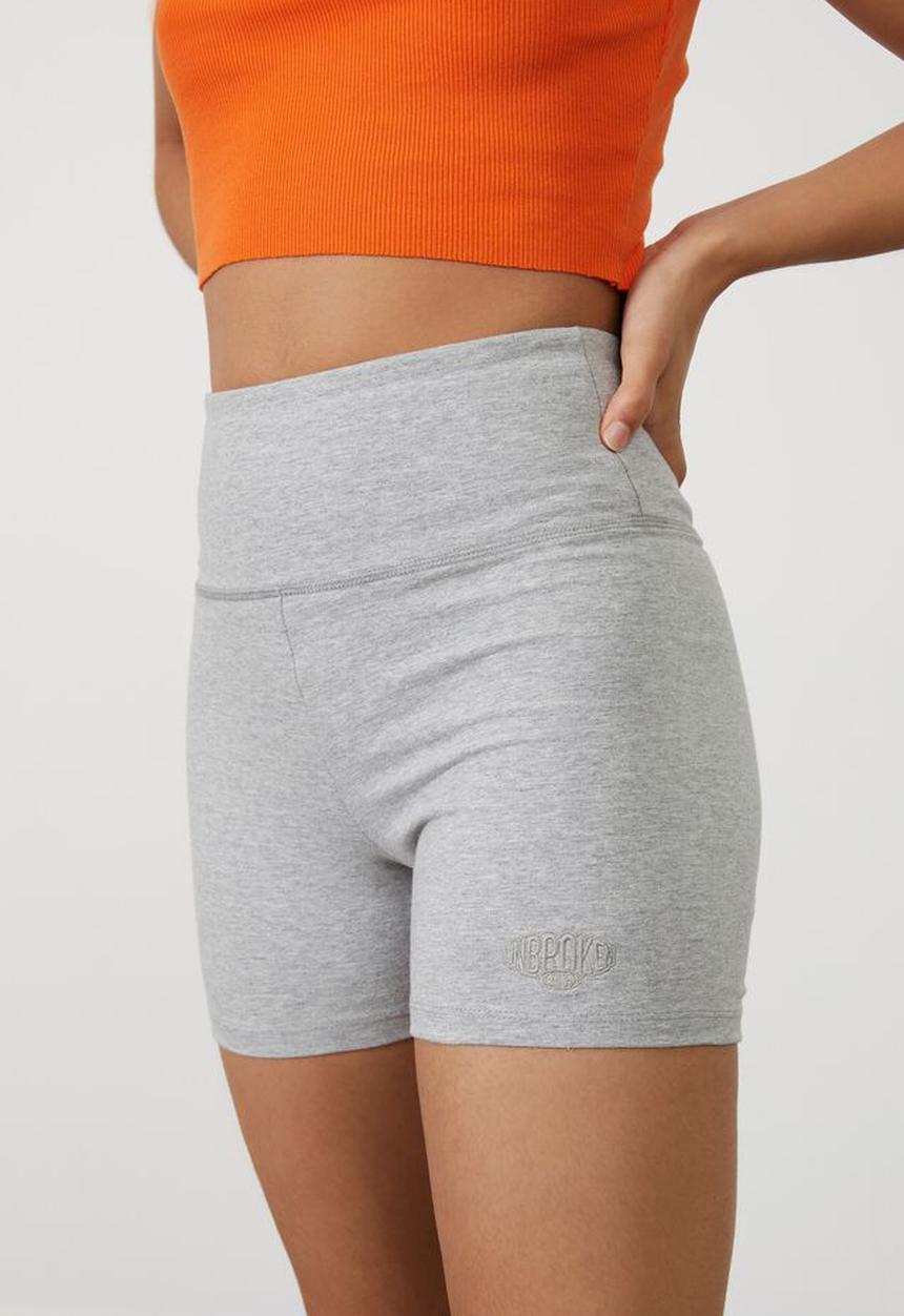 Factorie - Cheeky high waisted printed bike short - grey marle/unbroken