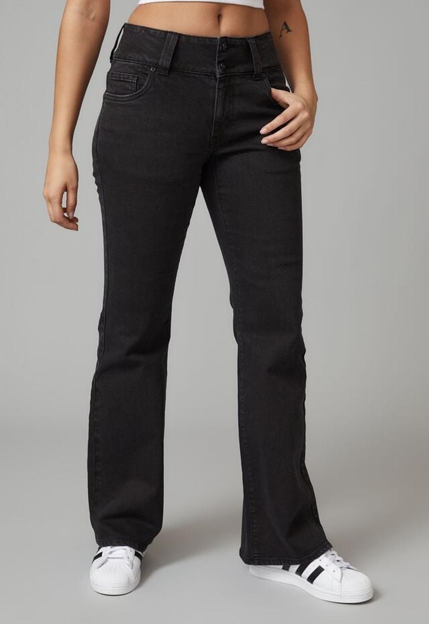 Factorie - Denim y2k kick flare - washed black