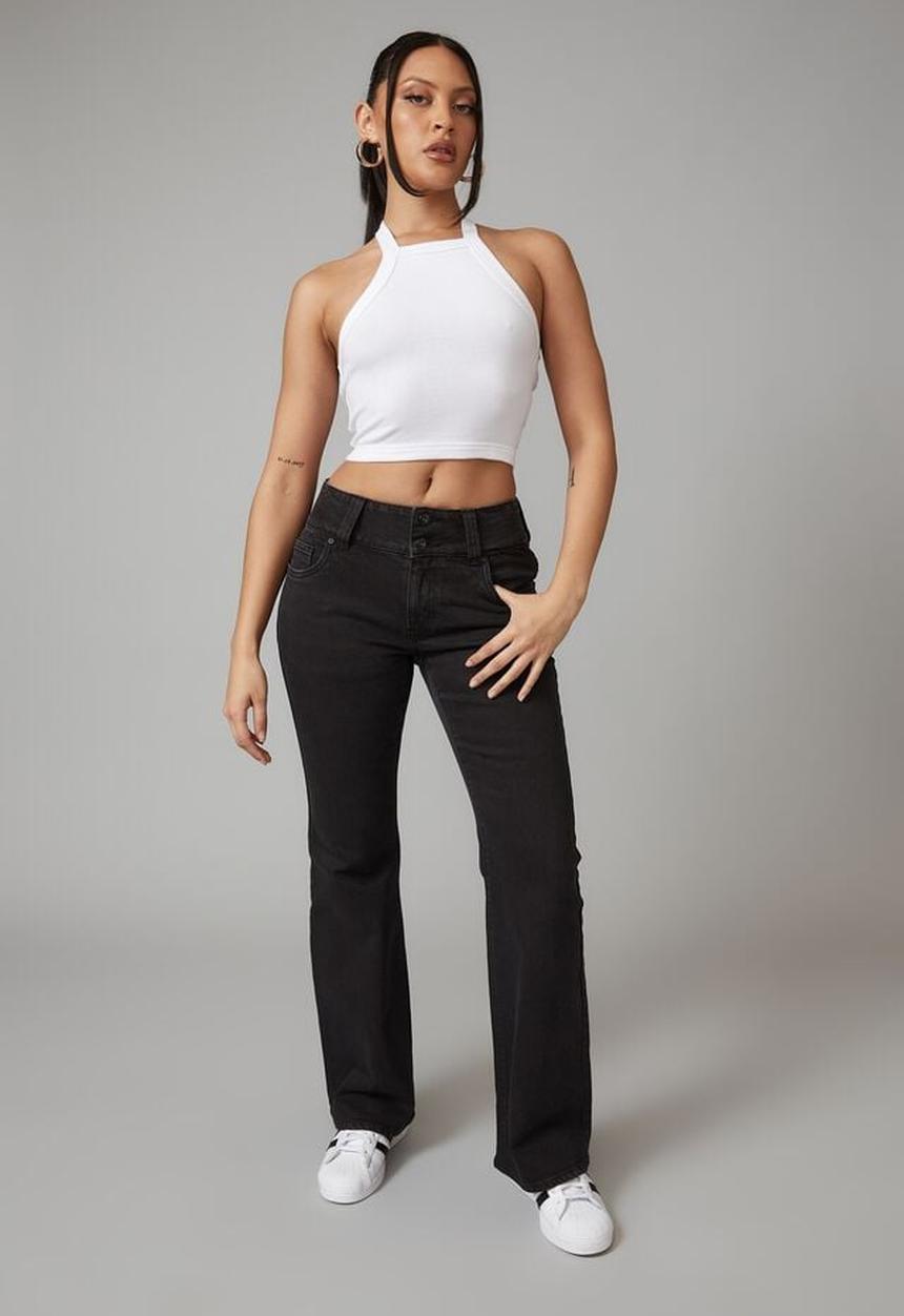 Factorie - Denim y2k kick flare - washed black