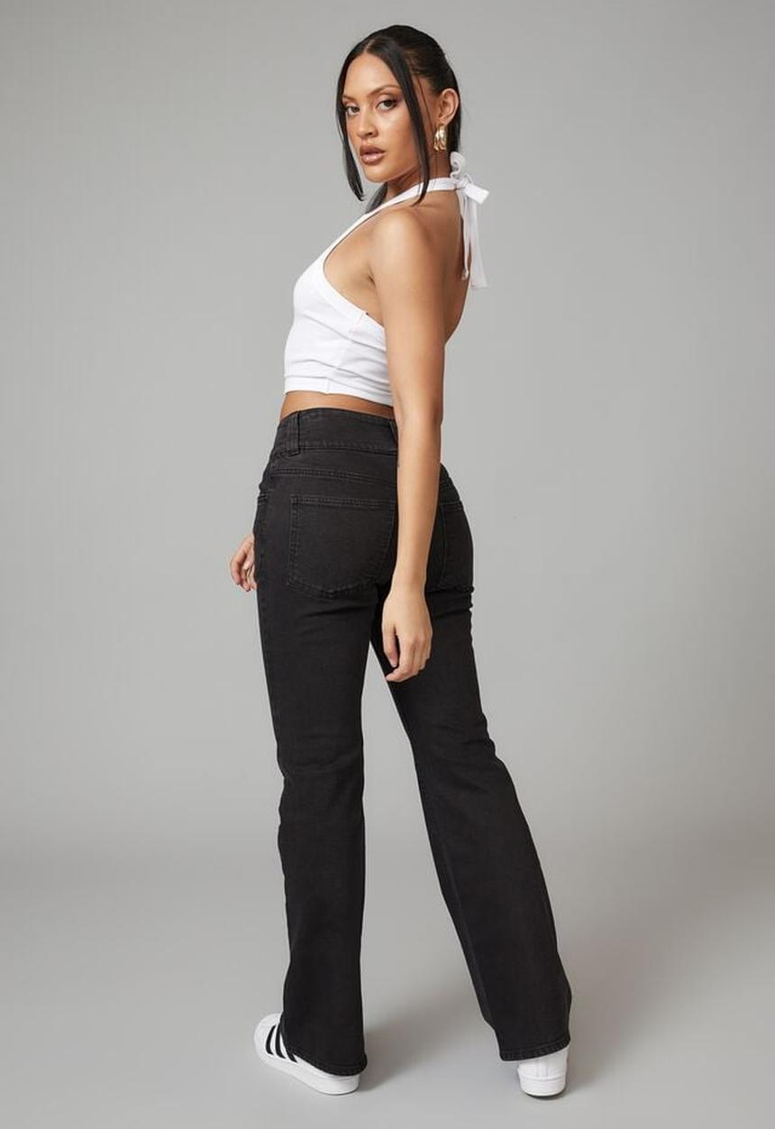 Factorie - Denim y2k kick flare - washed black