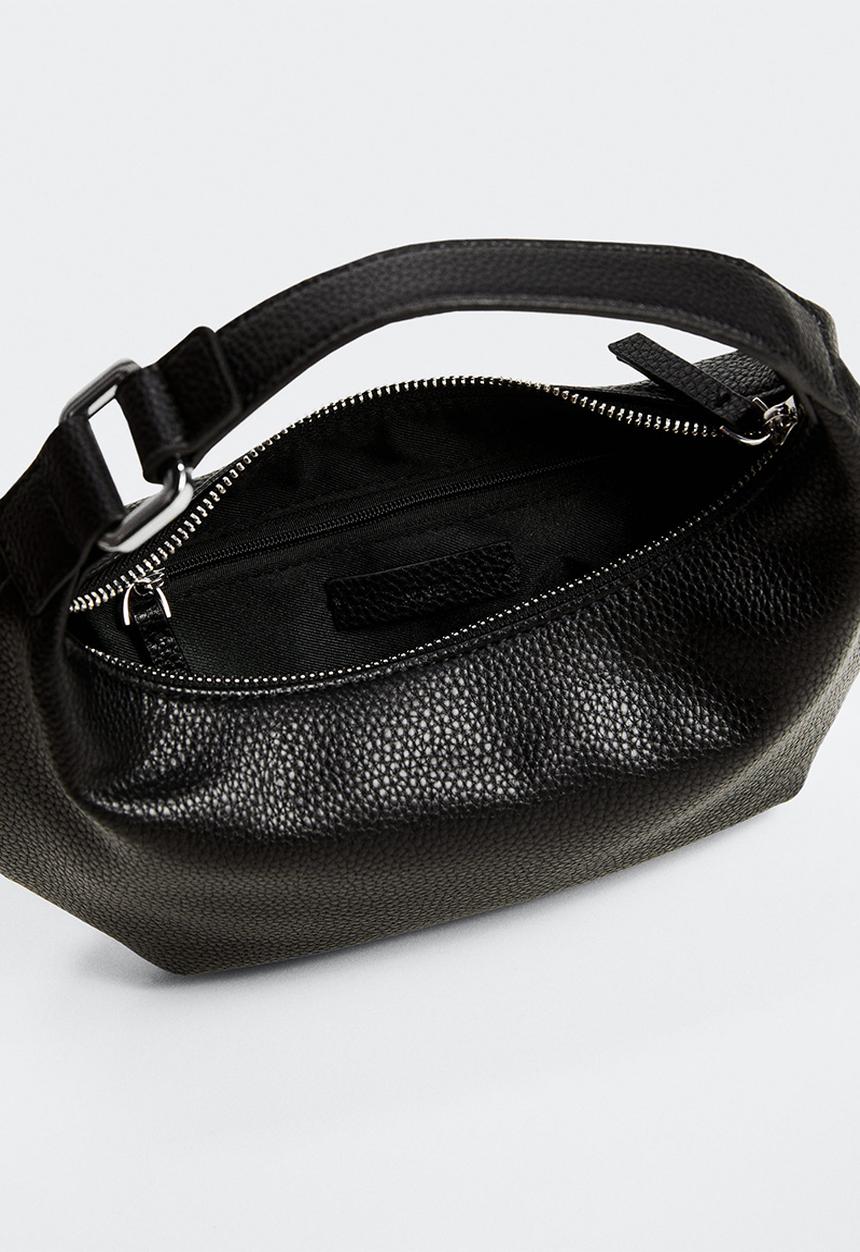 MANGO - Oval short handle bag - black