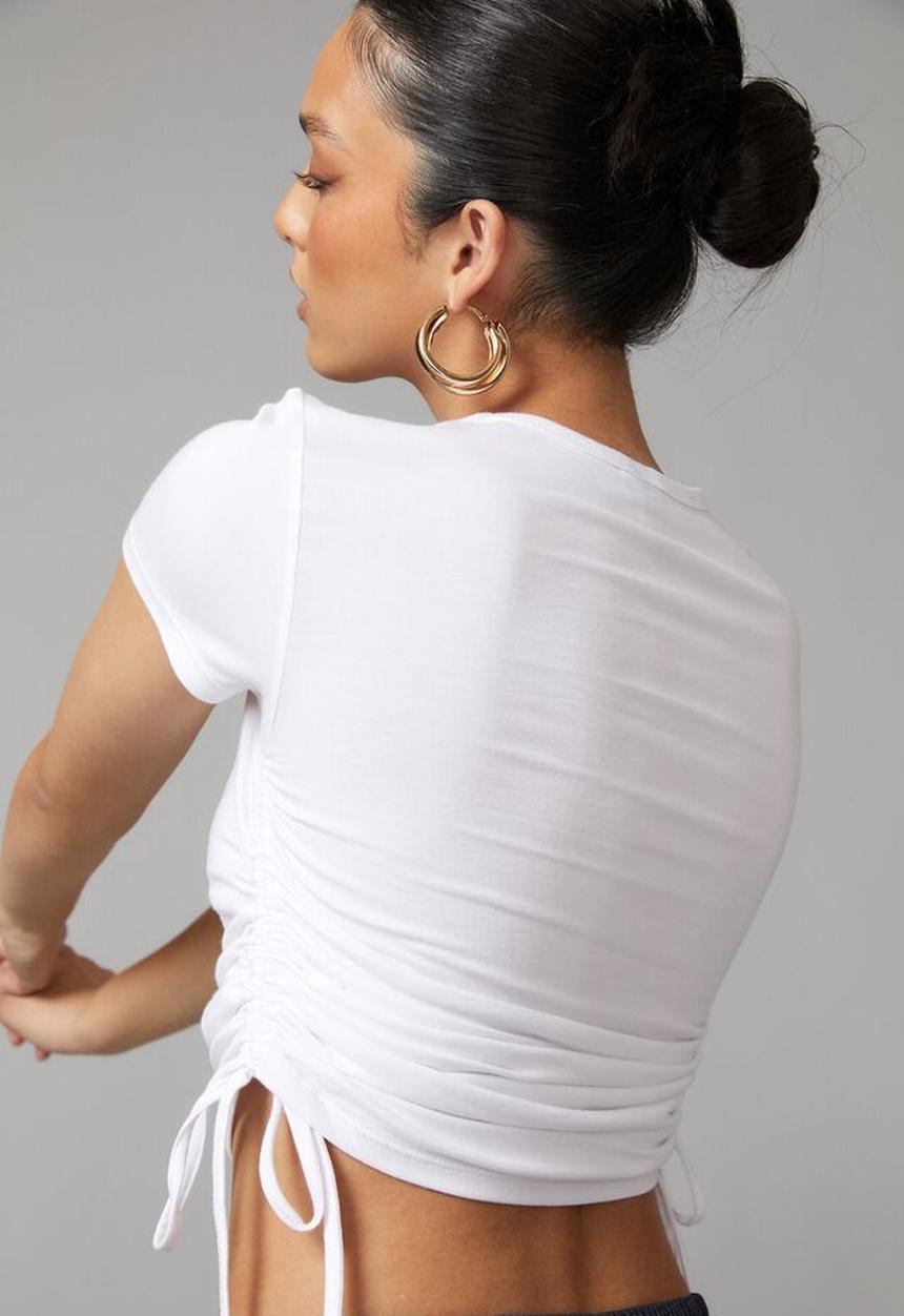 Factorie - Ruched short sleeve tee - white