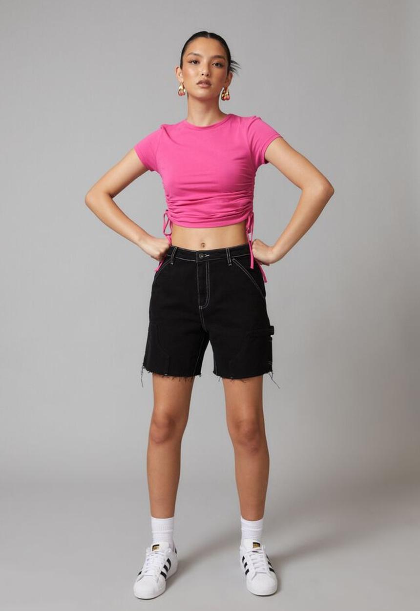 Factorie - Ruched short sleeve tee - raspberry rose