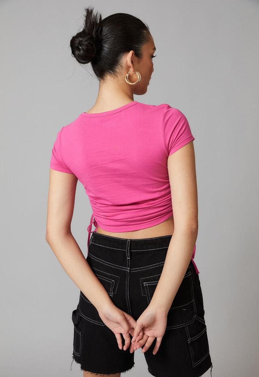 Factorie - Ruched short sleeve tee - raspberry rose