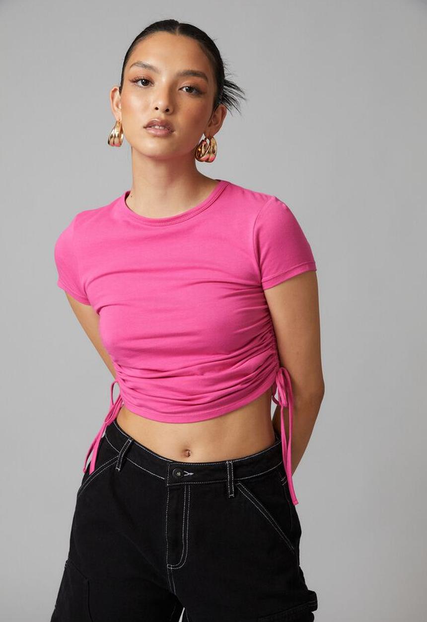 Factorie - Ruched short sleeve tee - raspberry rose